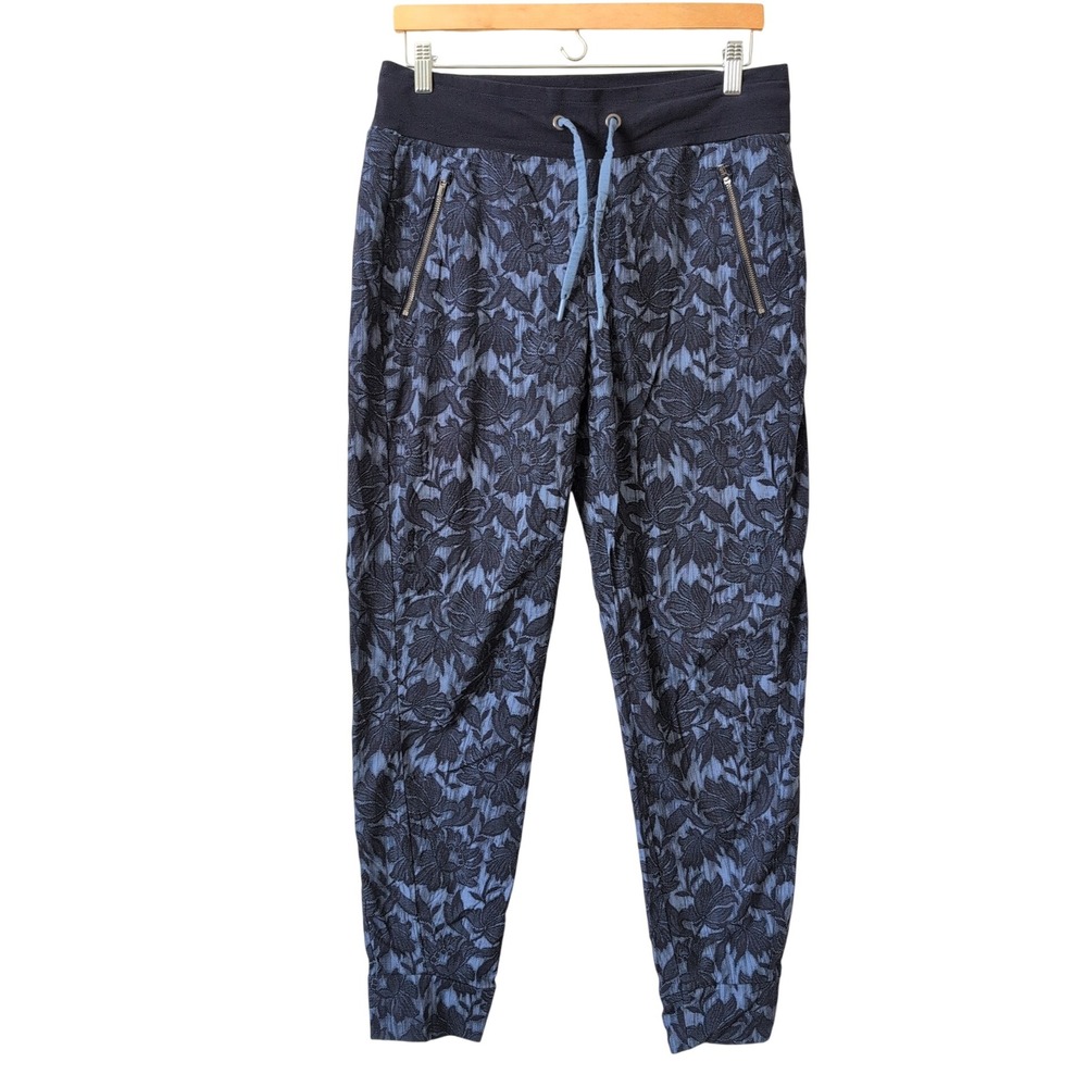 Athleta Trekkie North Jogger 10 Tall Blue Floral Jacquard Hiking Pants 988236